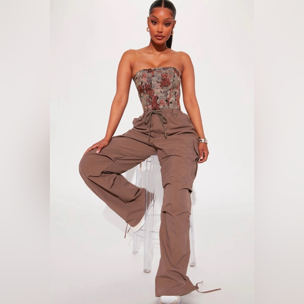 Brown parachute pants